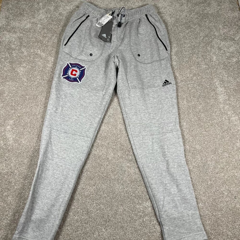 Adidas Mens Size M Gray Chicago‎ Fire FC Joggers Track Pants MLS Soccer NWT